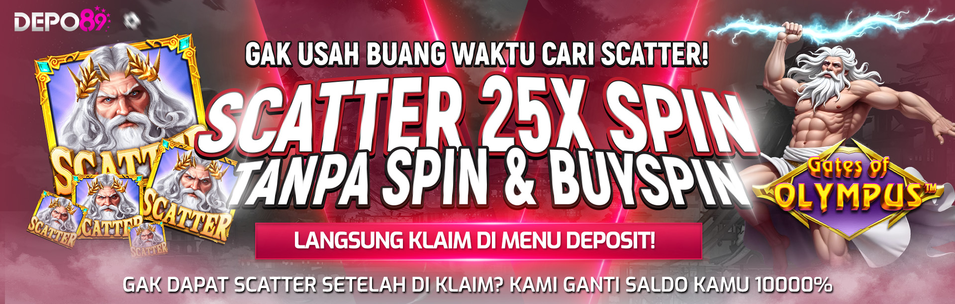 BONUS FREESPIN LANGSUNG "GATES OF OLYMPUS™ ORIGINAL" DEPO89