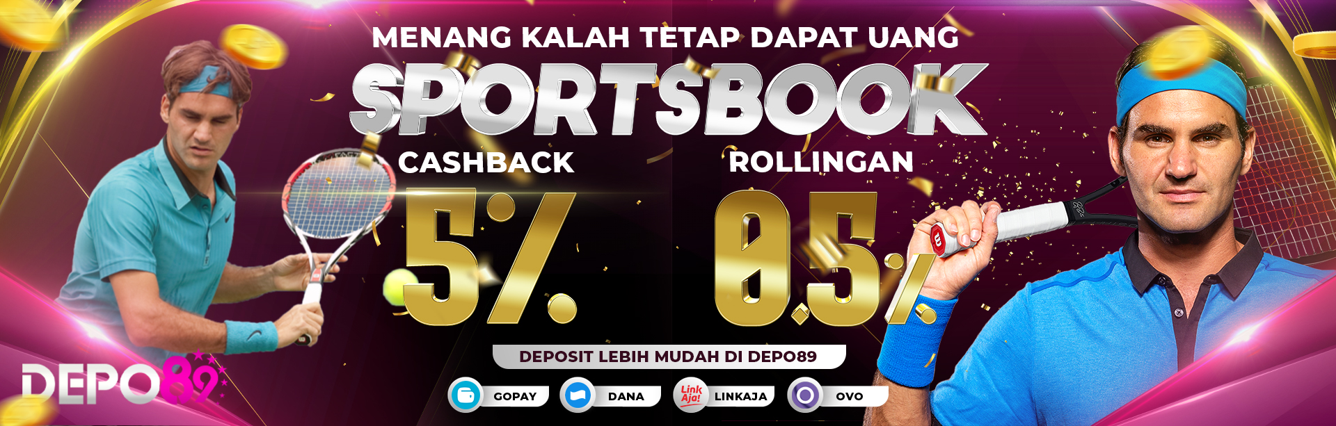 DOUBLE BONUS ROLLINGAN SPORTBOOK 0.5% + 5% CASHBACK